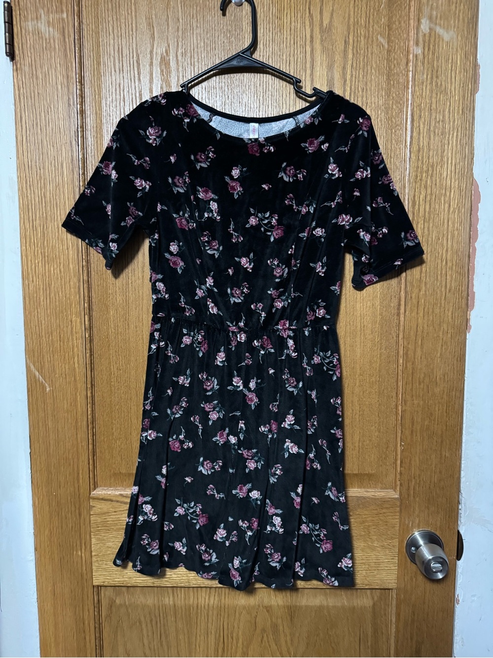 Black floral velvet dress